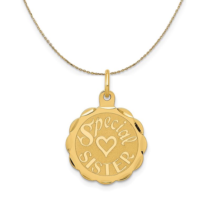 14k Yellow Gold Special Sister Disc Necklace - 24 Inch
